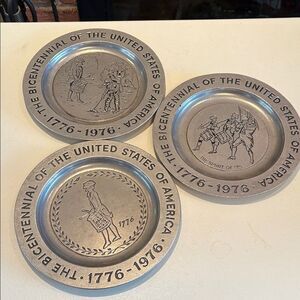 Bicentennial Pewter Plates Set 11”